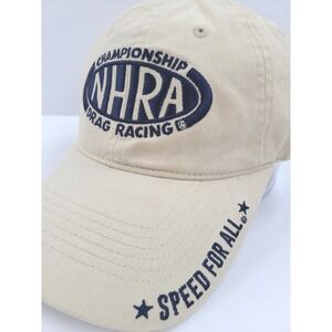 NHRA Championship Drag Racing Baseball Cap Beige Cotton Adjustable Hat